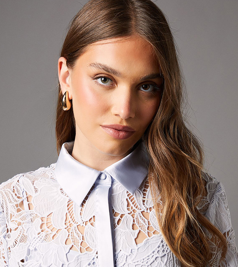 Lacy Belted Shirt Dress