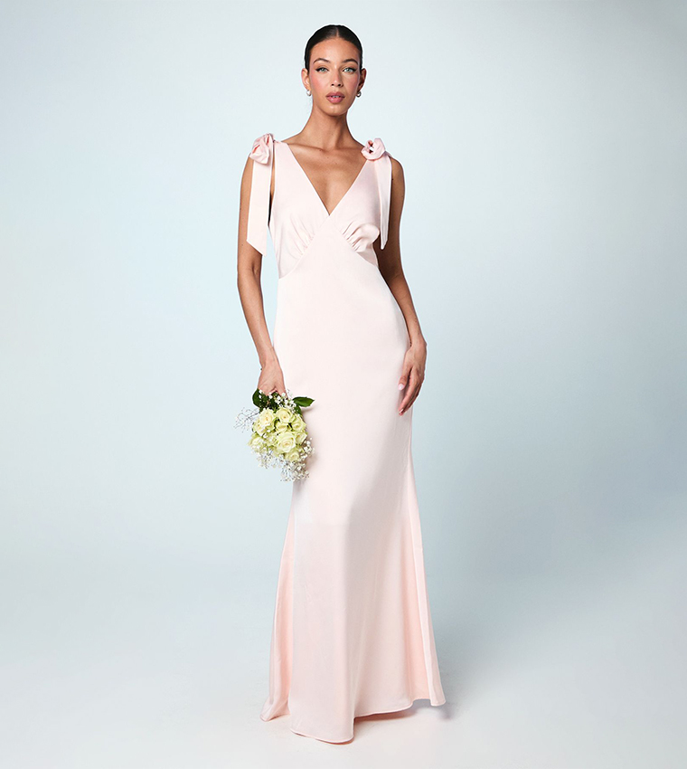 Coast Honoured Back Crepe Tie Shoulder Bridesmaid Maxi Dress