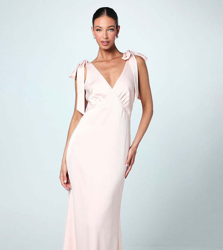 Coast Honoured Back Crepe Tie Shoulder Bridesmaid Maxi Dress