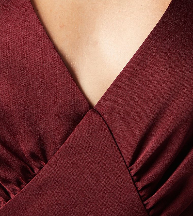 Satin Back Crepe Tie Shoulder Bridesmaids Maxi Dress