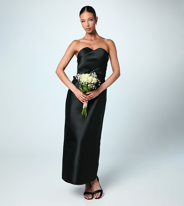 Buy Coast Bandeau Twill Bow Back Bridesmaids Dress In Black | 6thstreet UAE