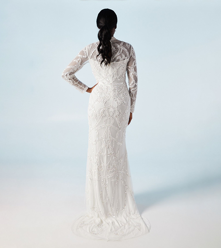 Embellished High Neck Vintage Style Wedding Maxi Dress