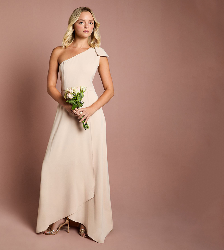 Teen Coast One Shoulder Bow Bridesmaids Dress