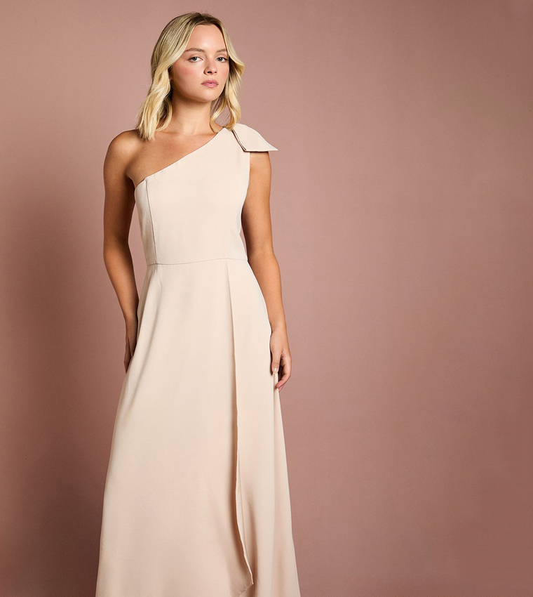Teen Coast One Shoulder Bow Bridesmaids Dress