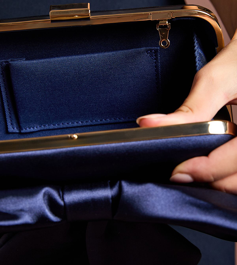 Azalea Satin Bow Detail Clutch Bag
