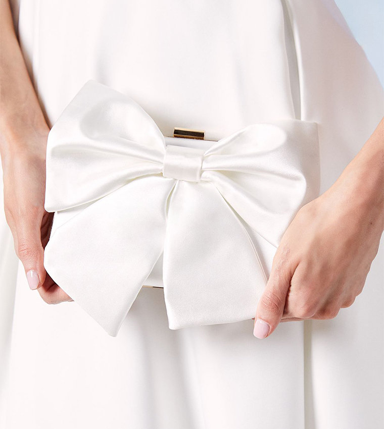 Bridal Azalea Satin Bow Detail Clutch Bags