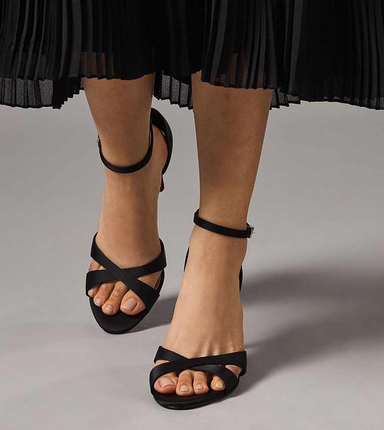 Cadenza Satin Cross Strap High Stiletto Heel Sandals