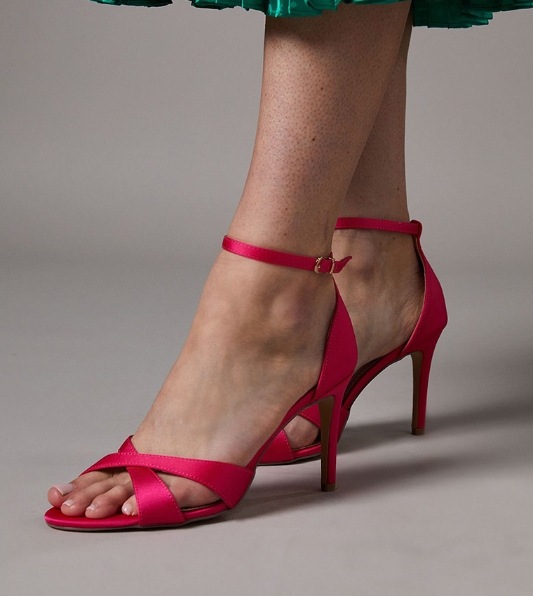 CADENZA Satin Cross Strap High Stiletto Heel Sandals