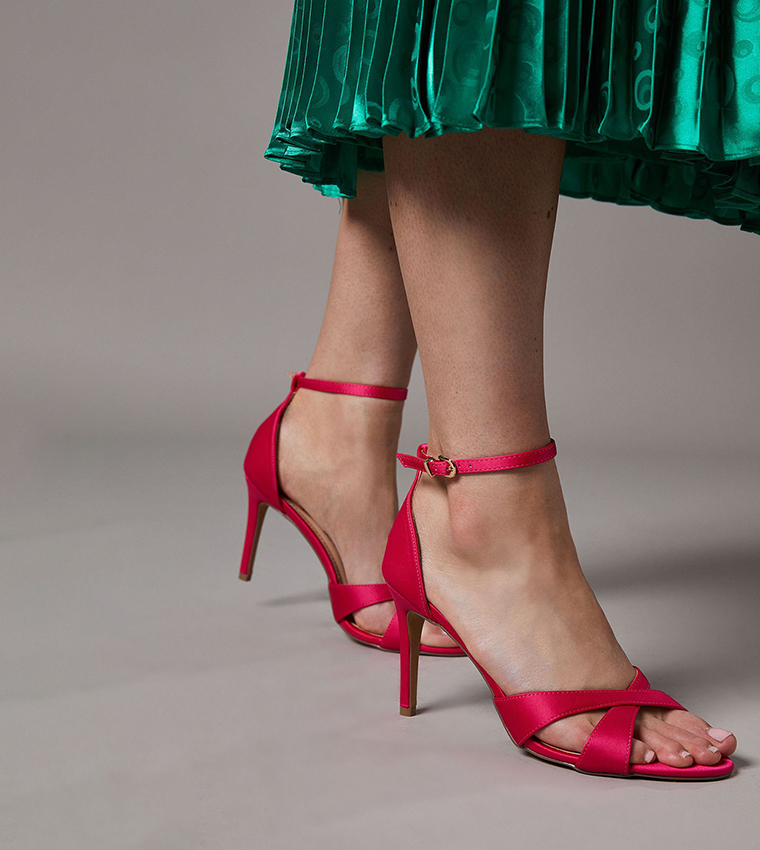 CADENZA Satin Cross Strap High Stiletto Heel Sandals