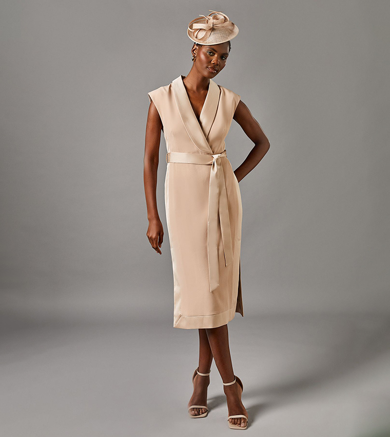 coast tux satin dress Women's Tux Satin Dress, Champagne