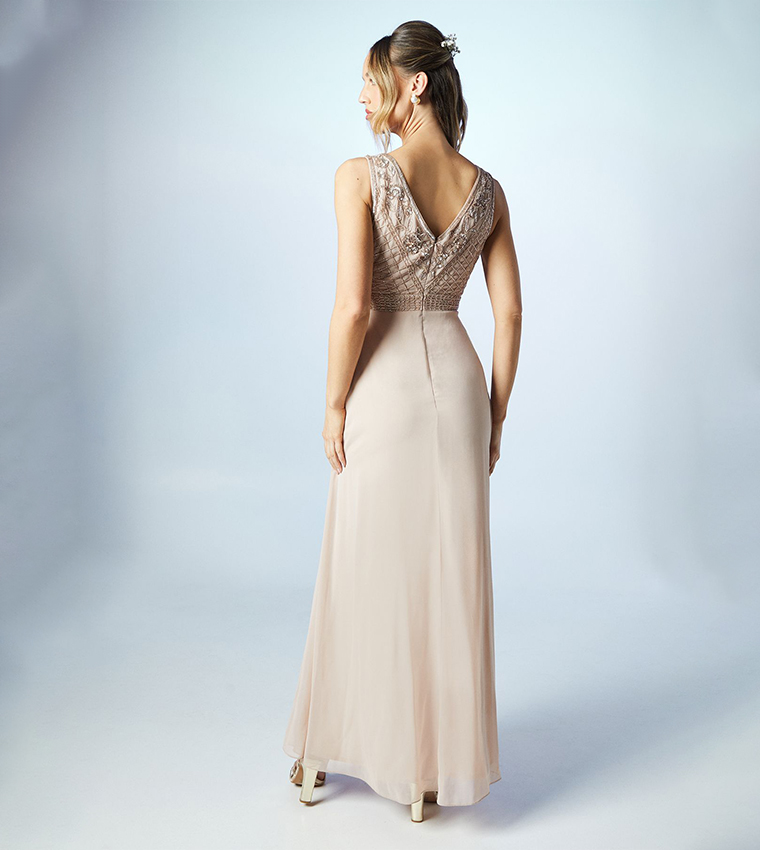 Embellished Bodice Georgette Bridesmaids Maxi Dress