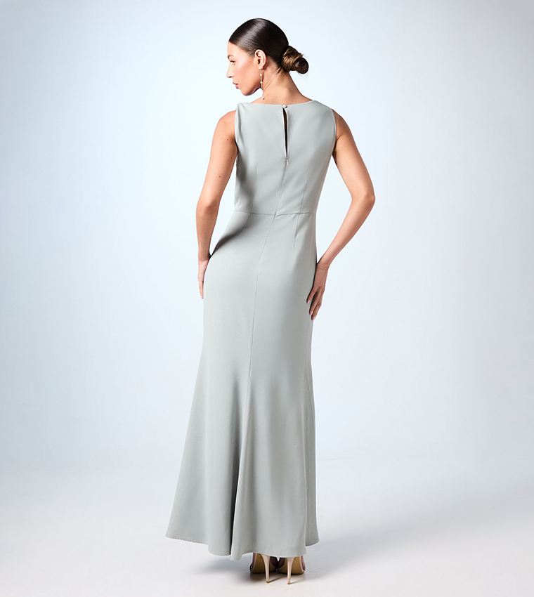 Twist Detail Cowl Neck Satin Bridesmaid Dress