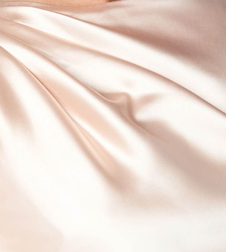 Sleeveless Tie Back Satin Bridesmaids Maxi Dress