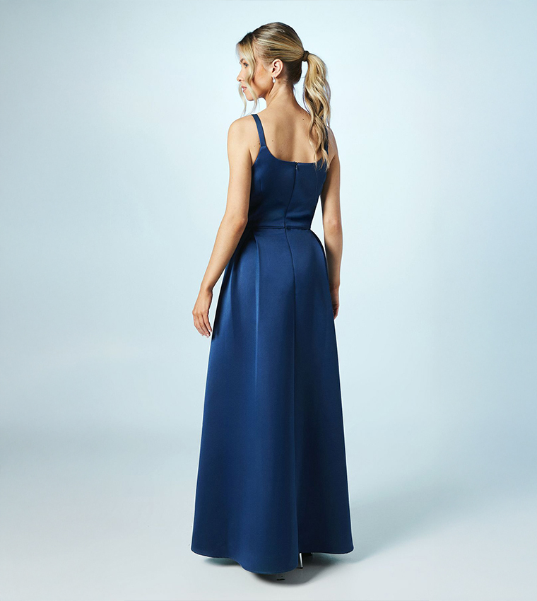 Teen Structured Satin Full Skirted Bridesmaids Maxi Dress