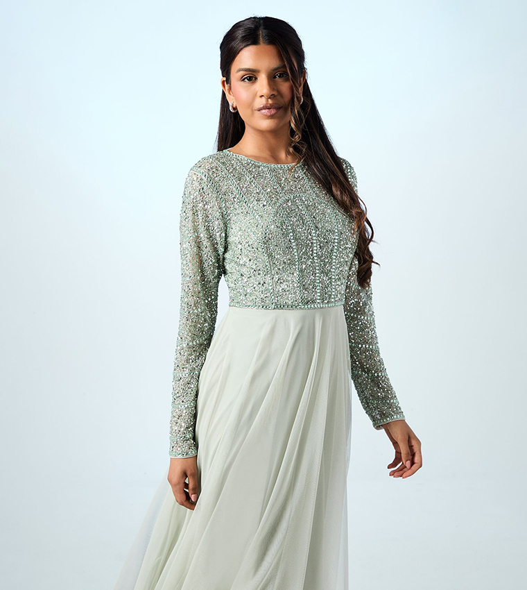 Petite Mixed Gem Tulle Skirt Bridesmaid Dress