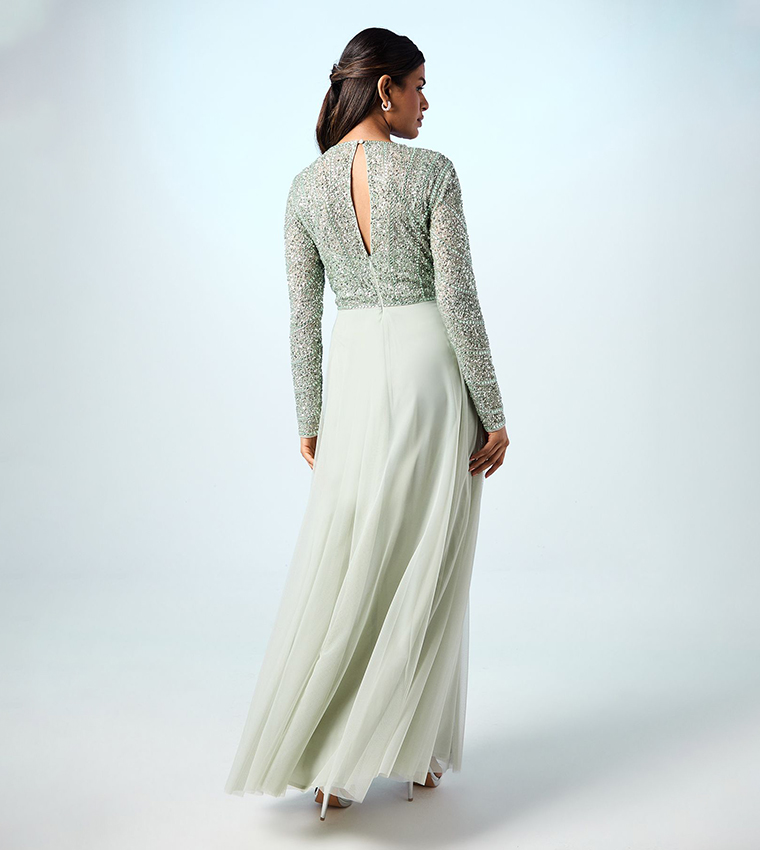 Petite Mixed Gem Tulle Skirt Bridesmaid Dress