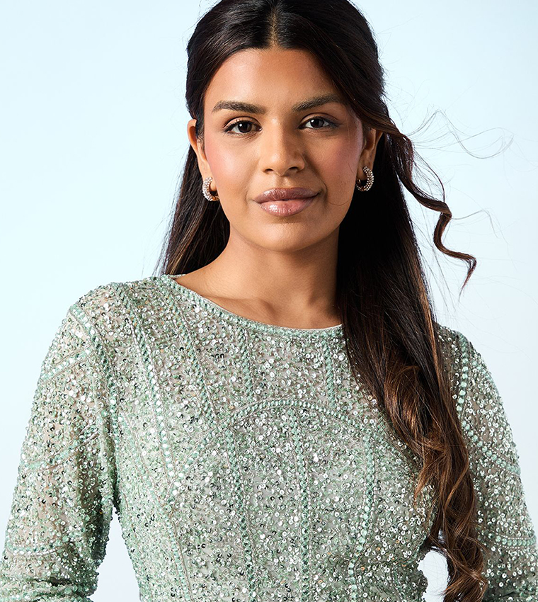 Petite Mixed Gem Tulle Skirt Bridesmaid Dress