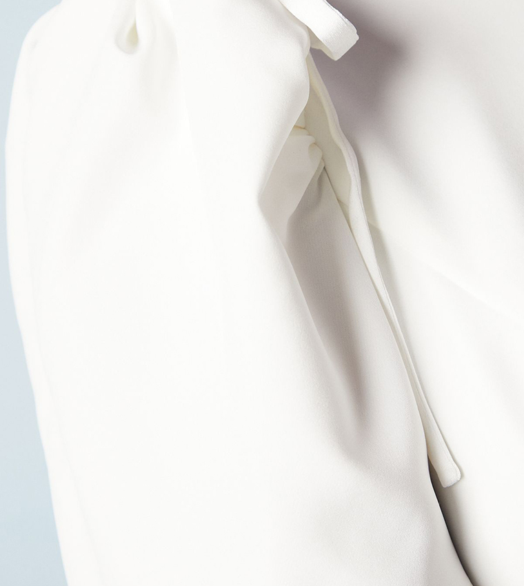 Puff Sleeves Bridal Mini Dress with Bow Detail