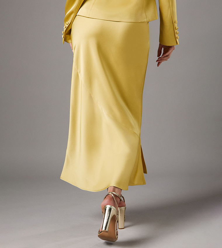 Solid Elastic Waist Maxi Skirt