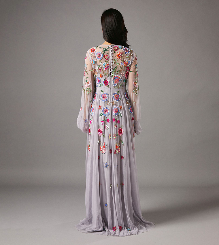 Embellished Chiffon Maxi Dress