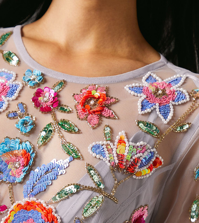 Embellished Chiffon Maxi Dress