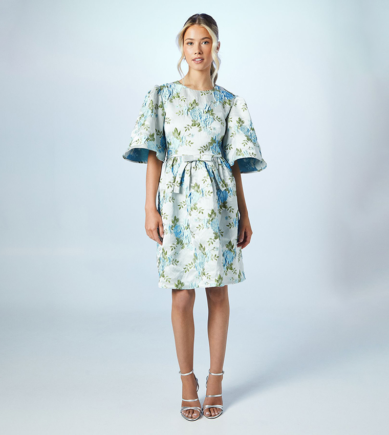 Teen Floral Print Jacquard Mini Dress