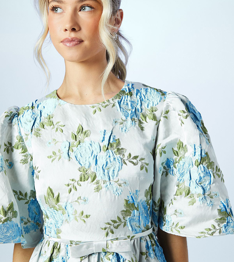 Teen Floral Print Jacquard Mini Dress
