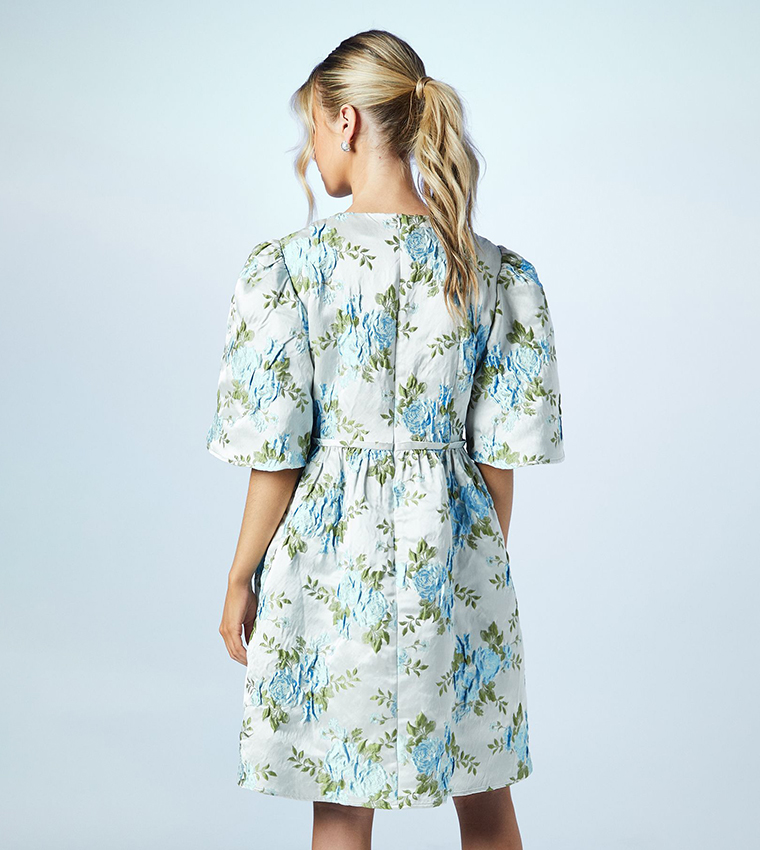 Teen Floral Print Jacquard Mini Dress