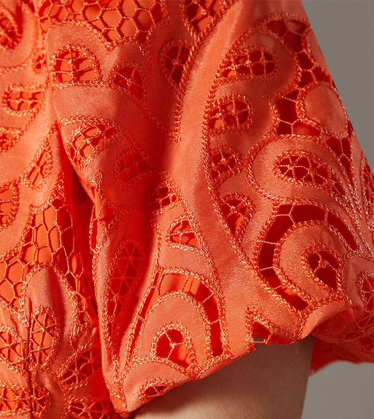 Lace Detail High Low Midi Dress