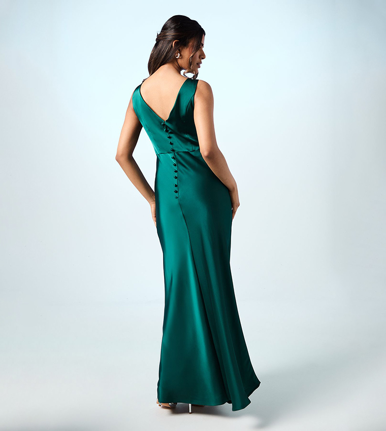 Petite Sleeveless Satin Bridesmaids Dress