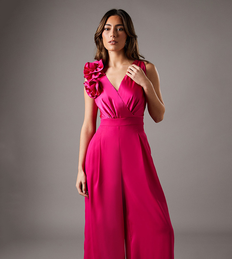 Corsage Cowl Back Jumpsuit