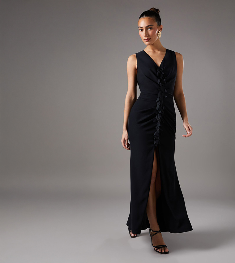 Maxi Dresses Coast Black Tie Dresses Buy Coast Ruched Petaled V
