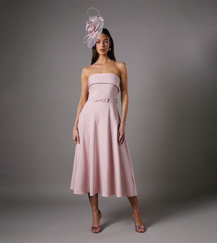 Bandeau Bow Waist Midi Dress