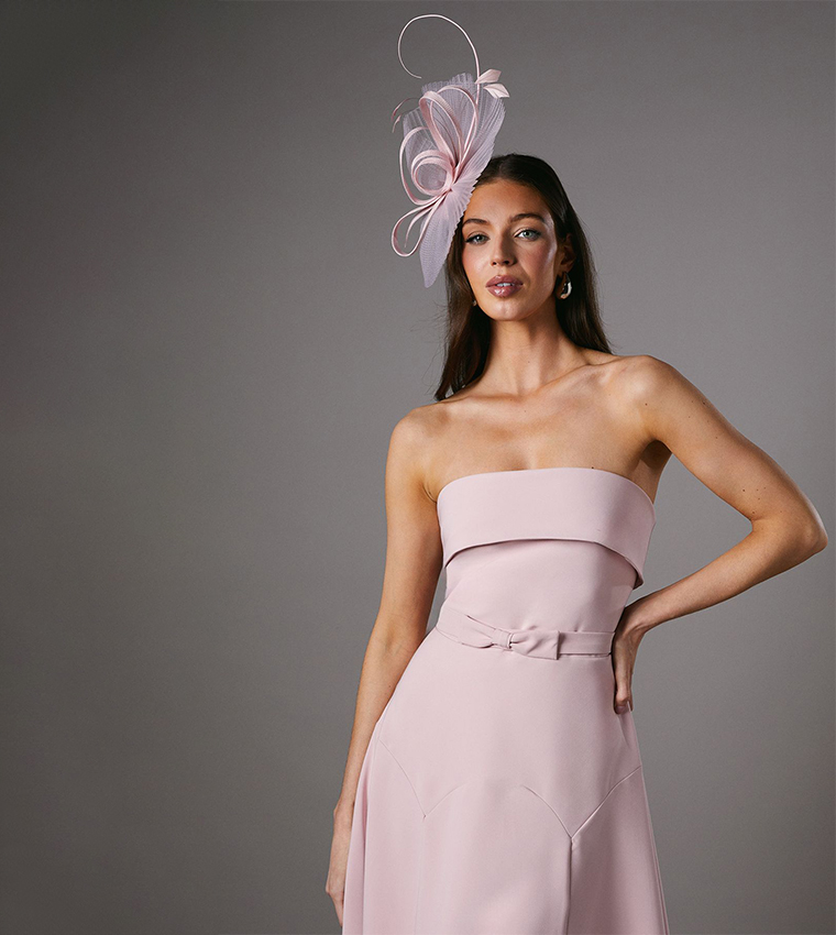 Bandeau Bow Waist Midi Dress