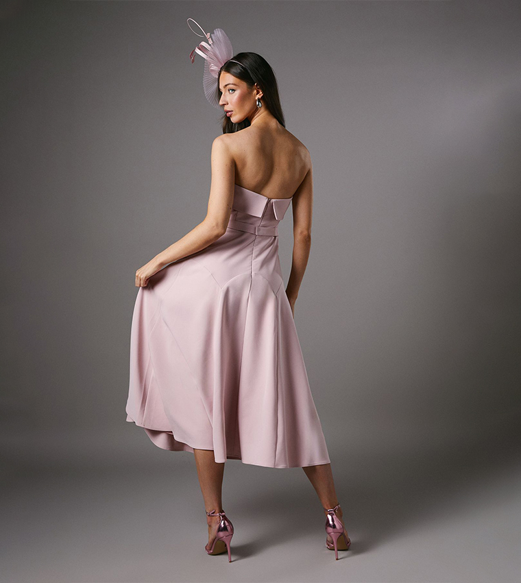 Bandeau Bow Waist Midi Dress