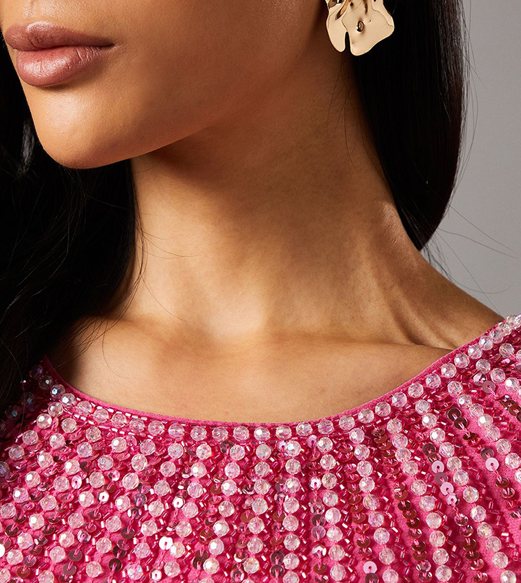 Embellished Bodice Pleat Jumpsuit