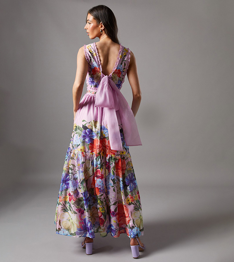 Floral Printed Button Through Maxi Dress