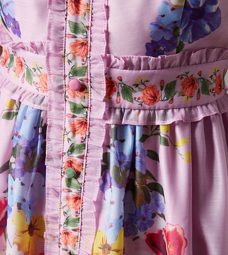 Floral Printed Button Through Maxi Dress