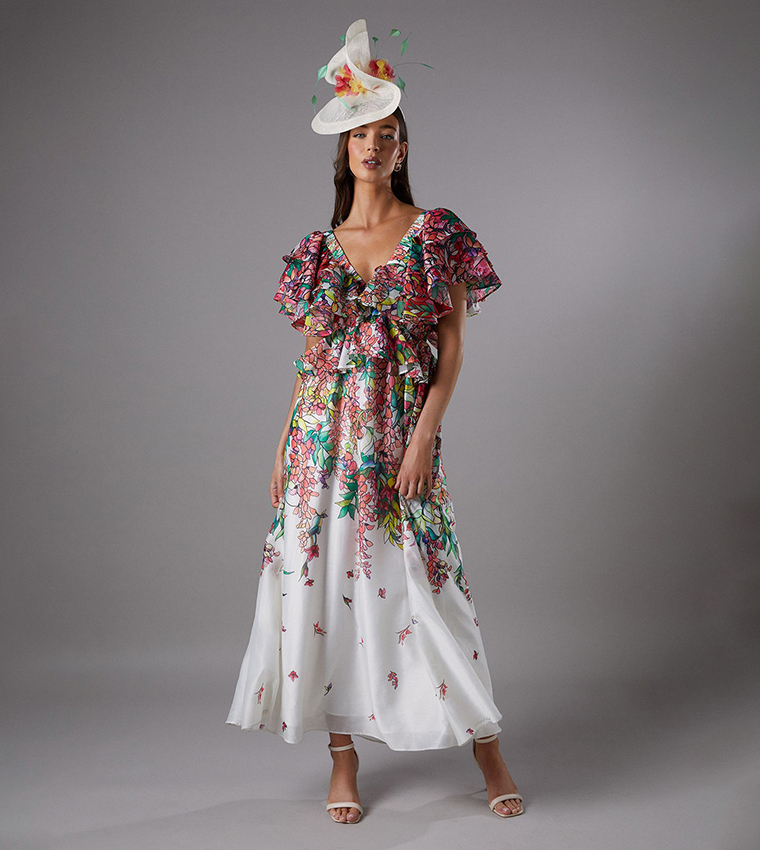 Lisa Tan Tie Back Ruffle Peplum Dress