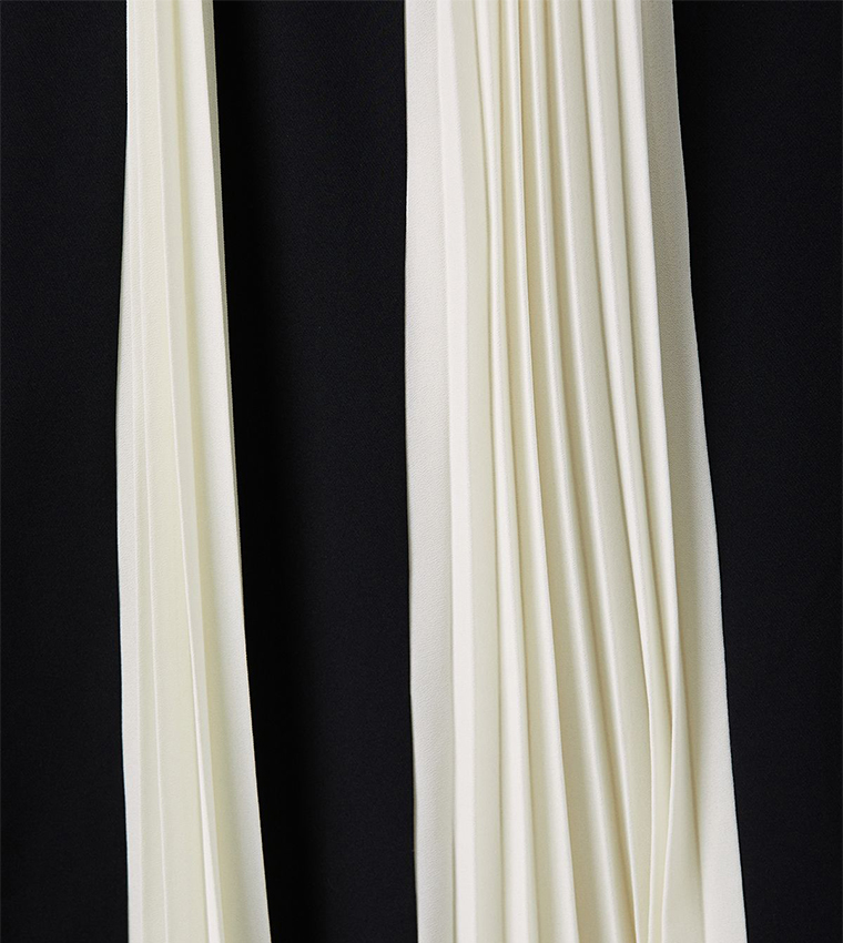 Cross Front Pleated Panelled Maxi Dress