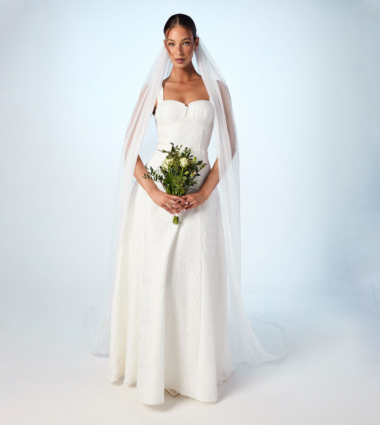 Sweetheart Full Skirted Jacquard Wedding Dress