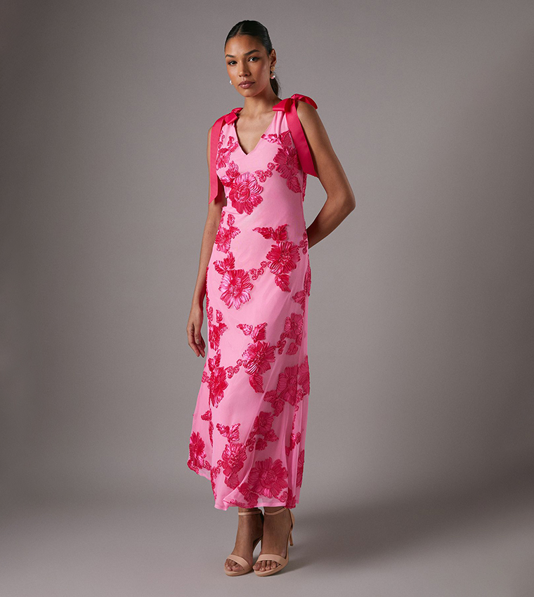Floral Jacquard Sleeveless Midi Dress
