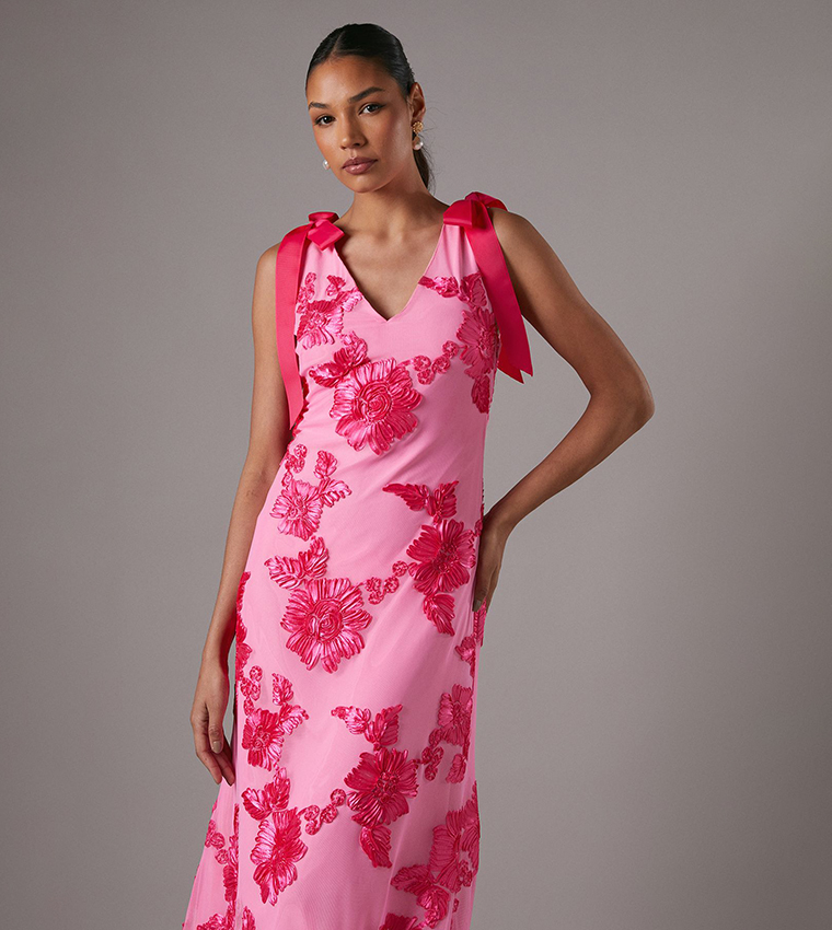 Floral Jacquard Sleeveless Midi Dress