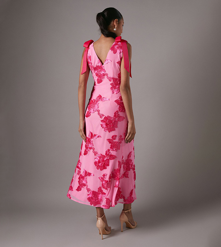 Floral Jacquard Sleeveless Midi Dress