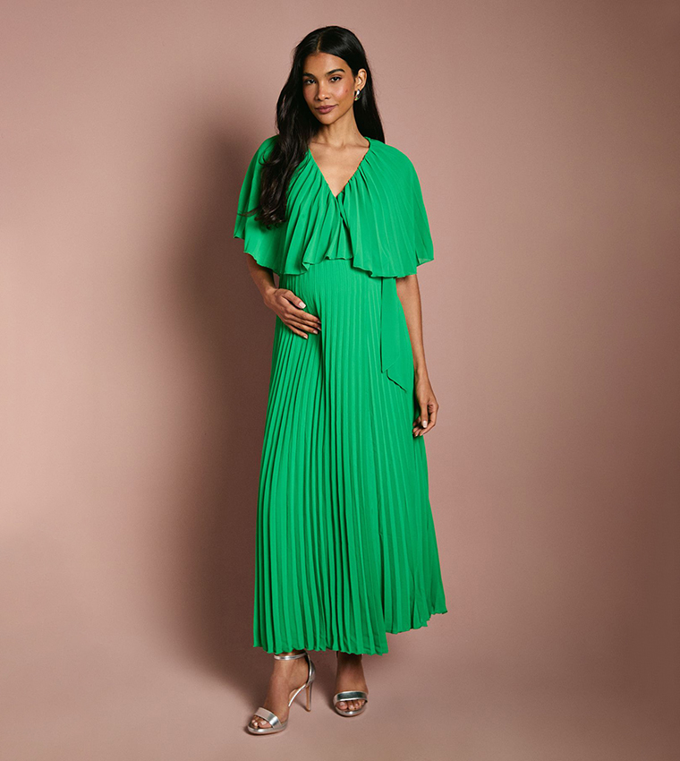 Pleated Wrap Maternity Dress