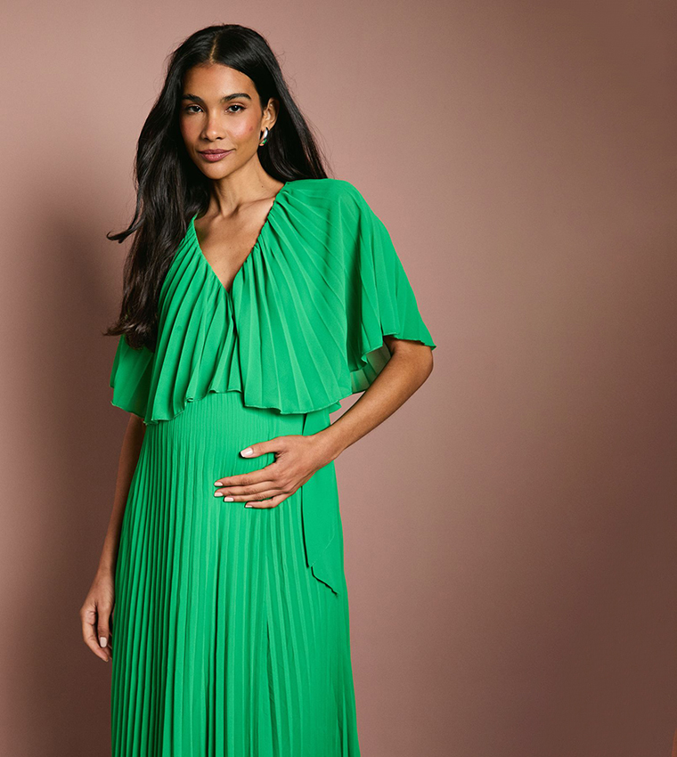 Pleated Wrap Maternity Dress