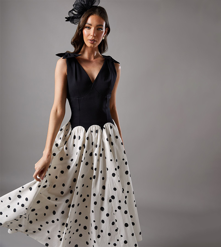 Mono Races Bow Shoulder Midi Dress