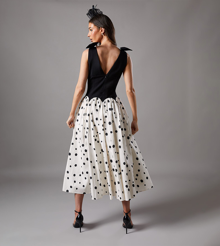 Mono Races Bow Shoulder Midi Dress