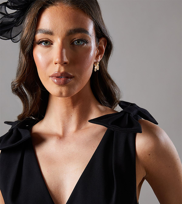 Mono Races Bow Shoulder Midi Dress