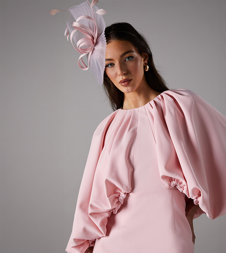 Pencil Midi Dress With Cape Sleeves